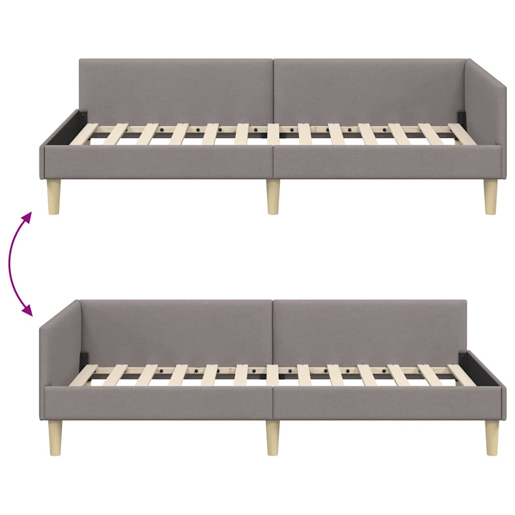 Cadre de lit d'angle Autre avec tête de lit Taupe 100 x 200 cm - XIOS
