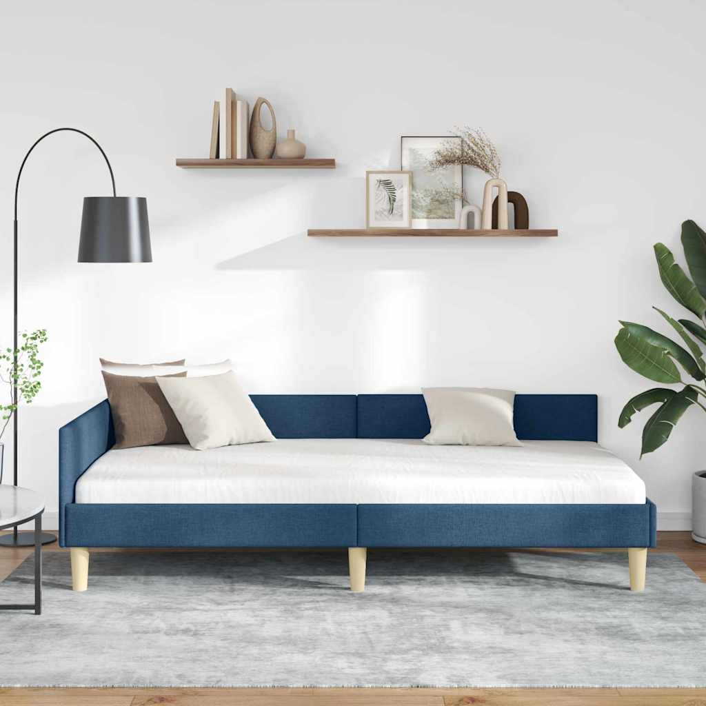 Cadre de lit d'angle Autre avec tête de lit Bleu 100 x 200 cm - XIOS