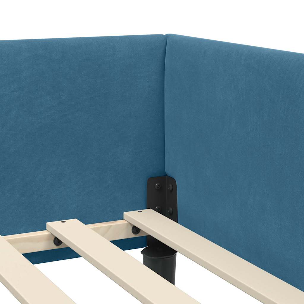 Cadre de lit d'angle Bleu 80 x 200 cm Velours et bois stratifié - XIOS