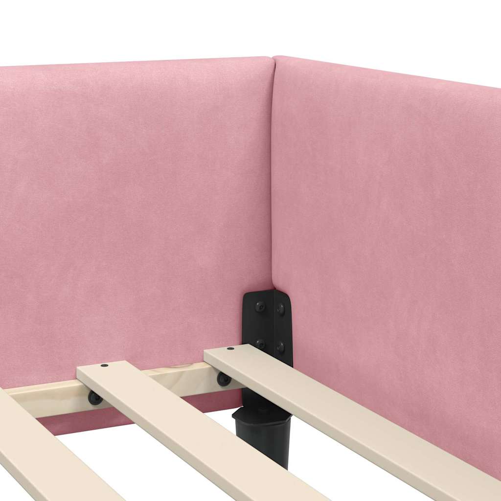 Cadre de lit d'angle Rose 80 x 200 cm Velours et bois stratifié - XIOS