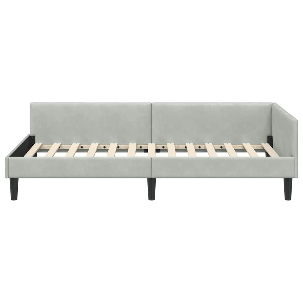 Cadre de lit d'angle avec tête de lit Gris clair 90 x 190 cm - XIOS