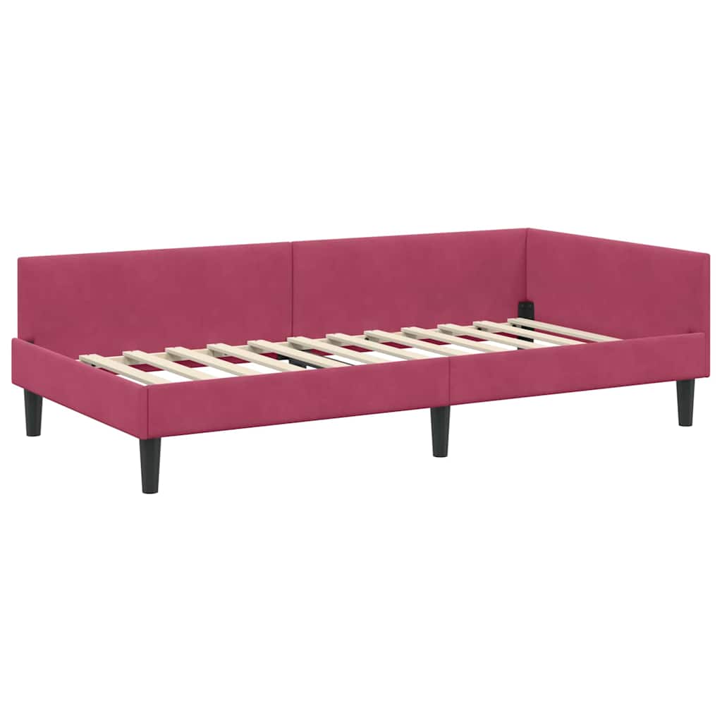 Cadre de lit d'angle Rouge bordeaux 90 x 190 cm - XIOS