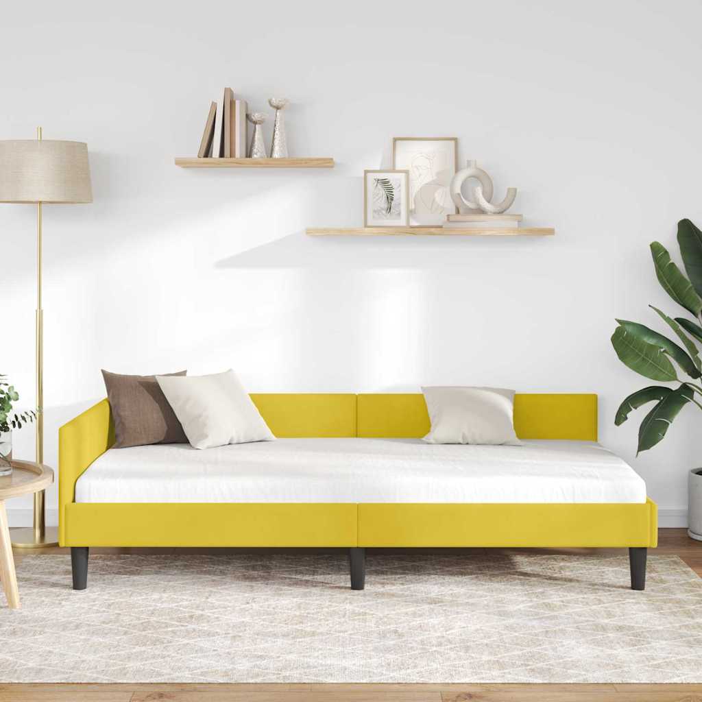 Cadre de lit d'angle avec tête de lit Jaune 90 x 190 cm - XIOS
