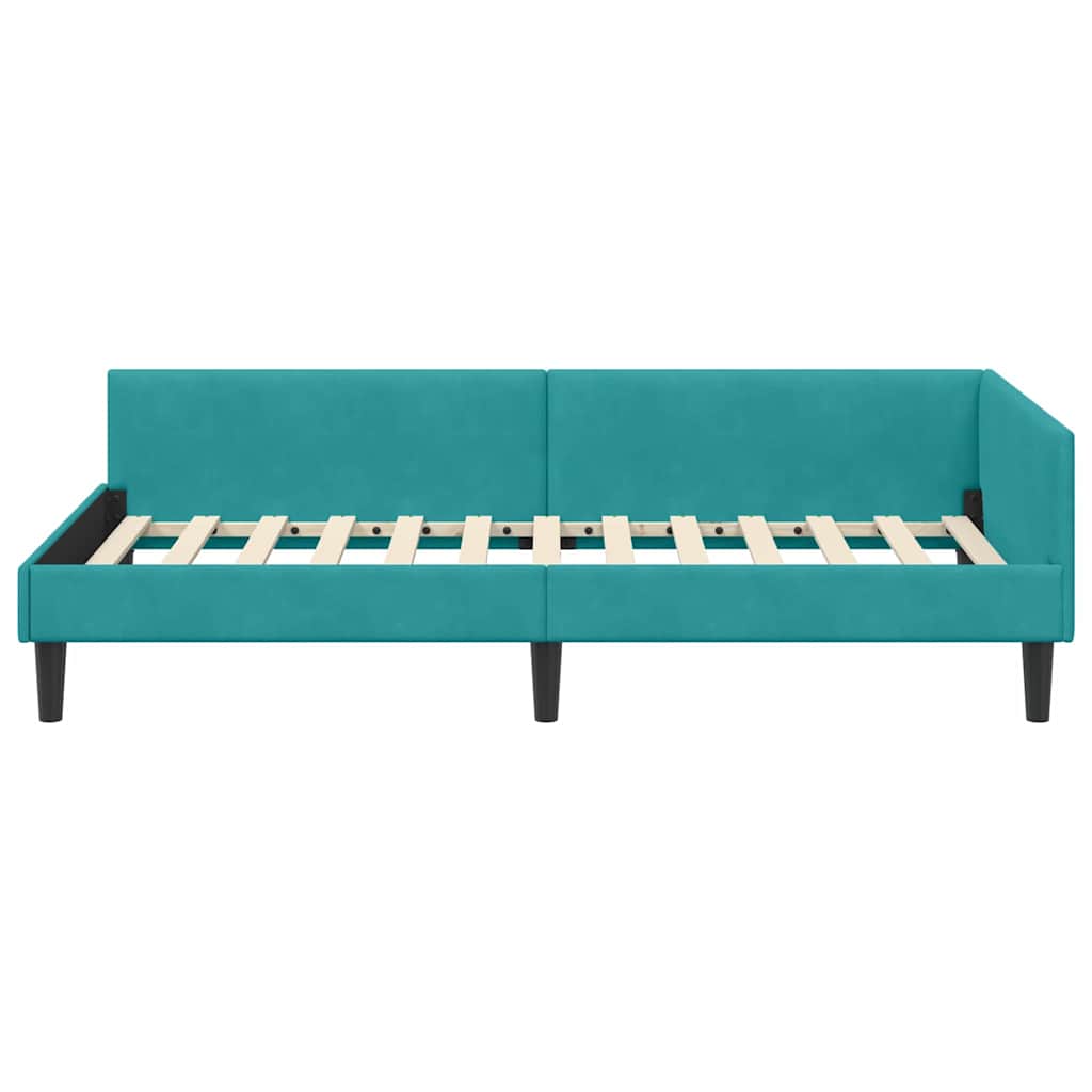Cadre de lit d'angle avec tête de lit Turquoise 90 x 190 cm - XIOS