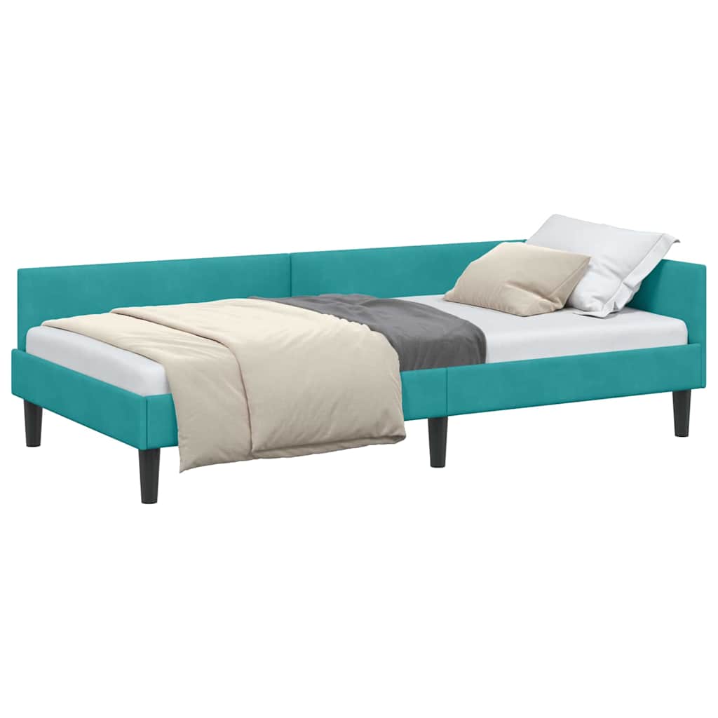 Cadre de lit d'angle avec tête de lit Turquoise 90 x 190 cm - XIOS