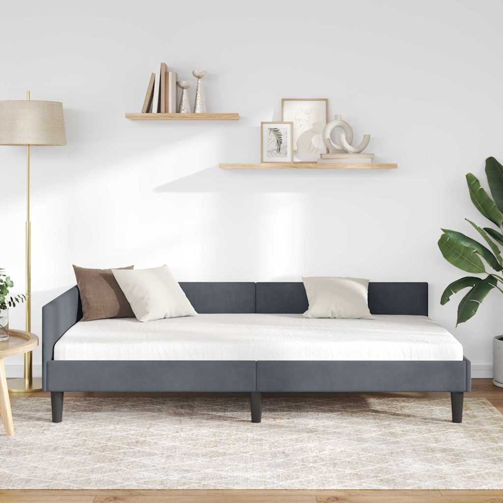 Cadre de lit d'angle avec tête de lit Gris foncé 90 x 200 cm - XIOS