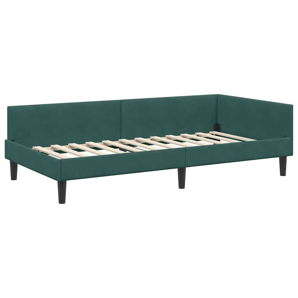 Cadre de lit d'angle avec tête de lit Vert foncé 90 x 200 cm - XIOS