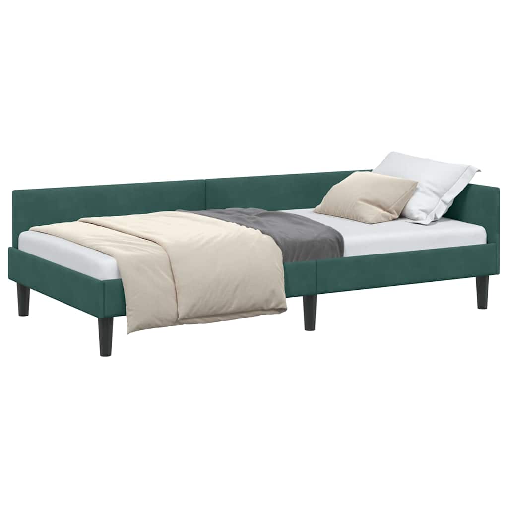Cadre de lit d'angle avec tête de lit Vert foncé 90 x 200 cm - XIOS
