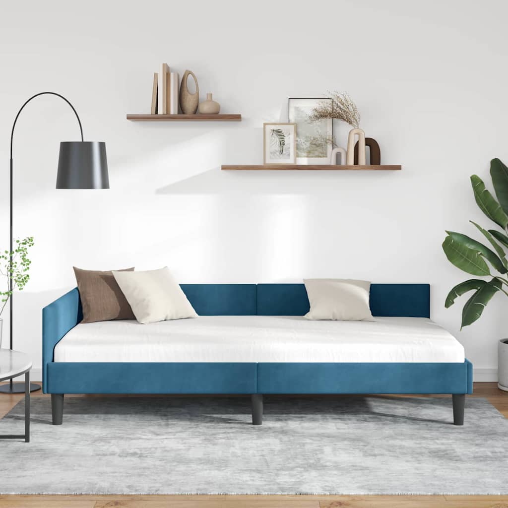 Cadre de lit d'angle avec tête de lit Bleu 100 x 200 cm - XIOS