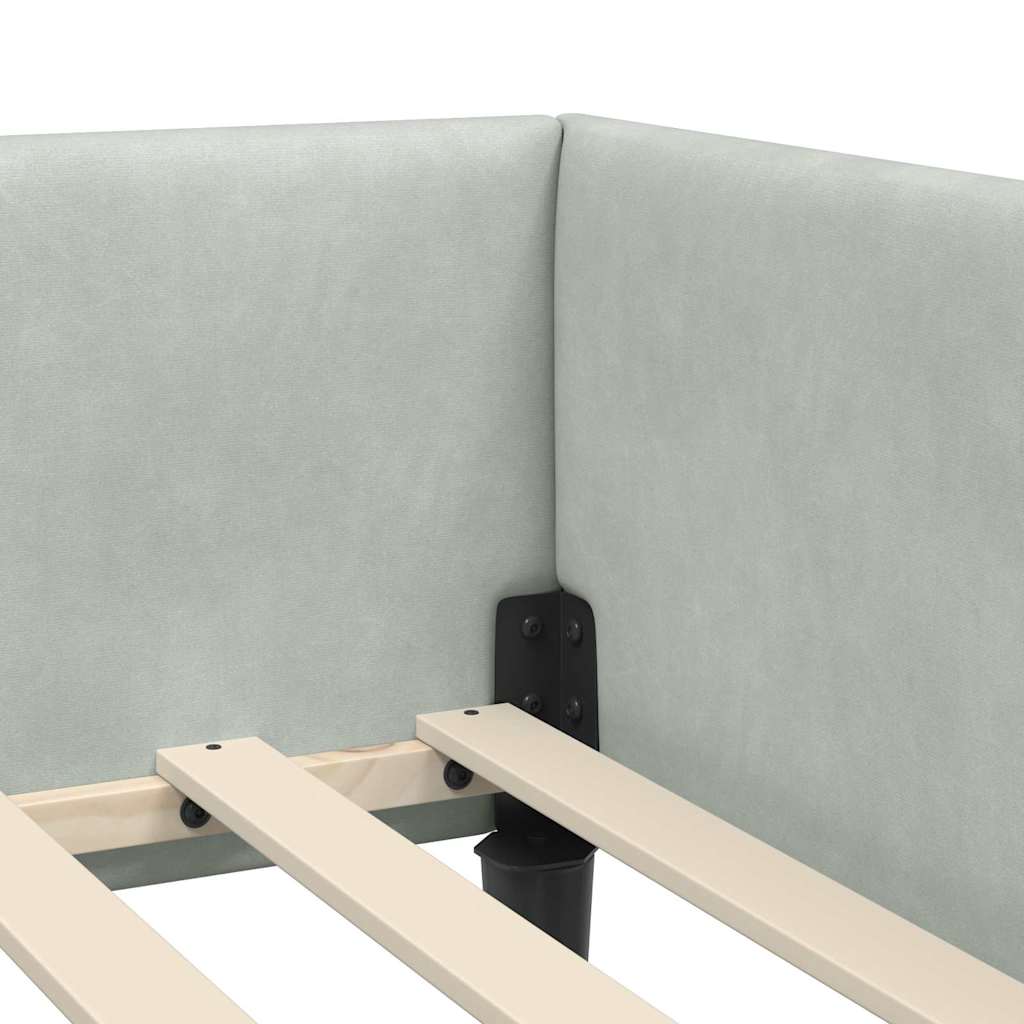Cadre de lit d'angle avec tête de lit Gris clair 100 x 200 cm - XIOS