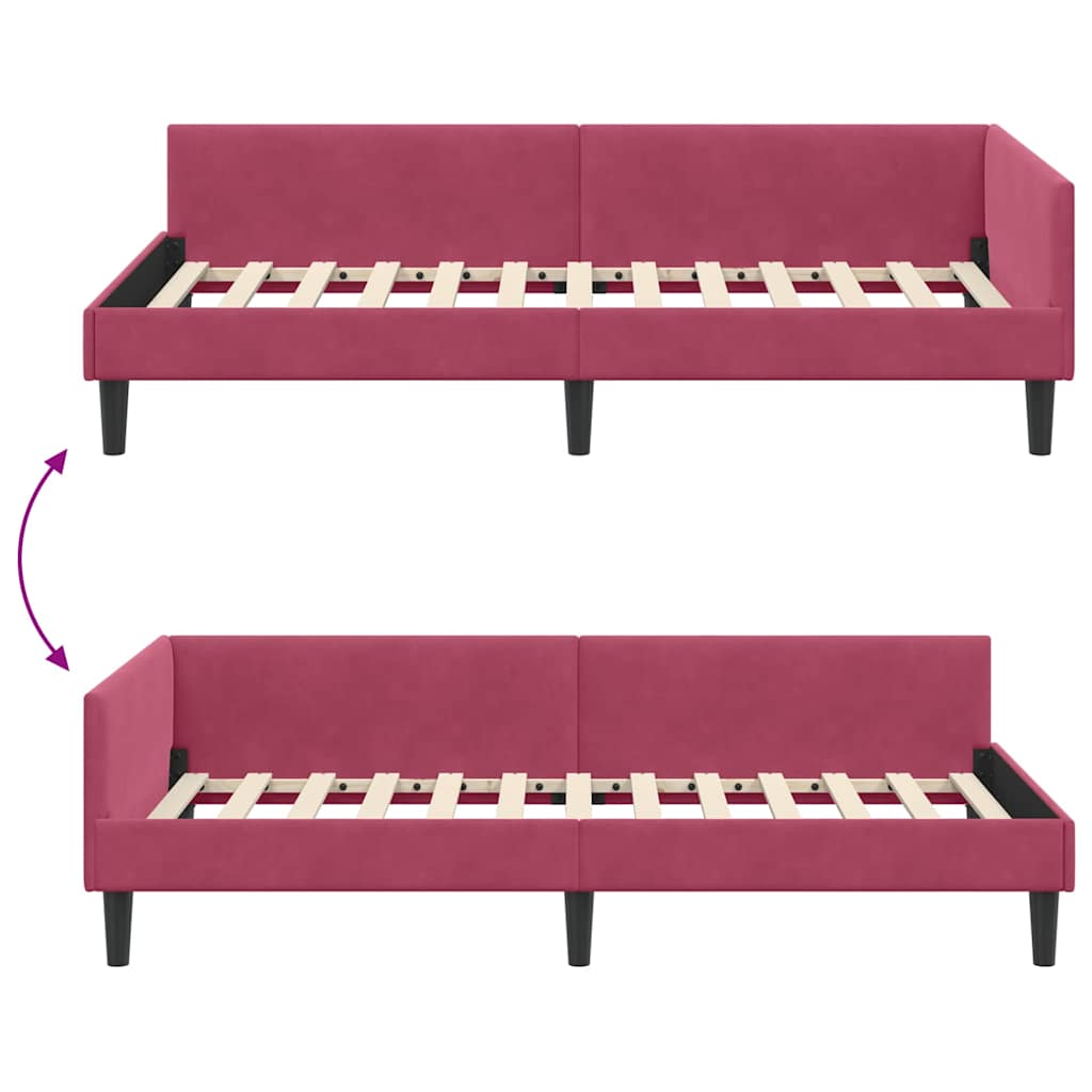 Cadre de lit d'angle Rouge bordeaux 100 x 200 cm - XIOS