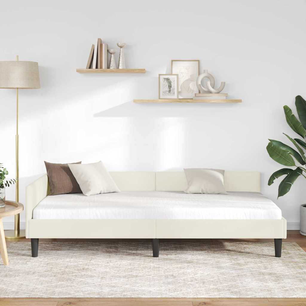 Cadre de lit d'angle avec tête de lit Crème 100 x 200 cm - XIOS