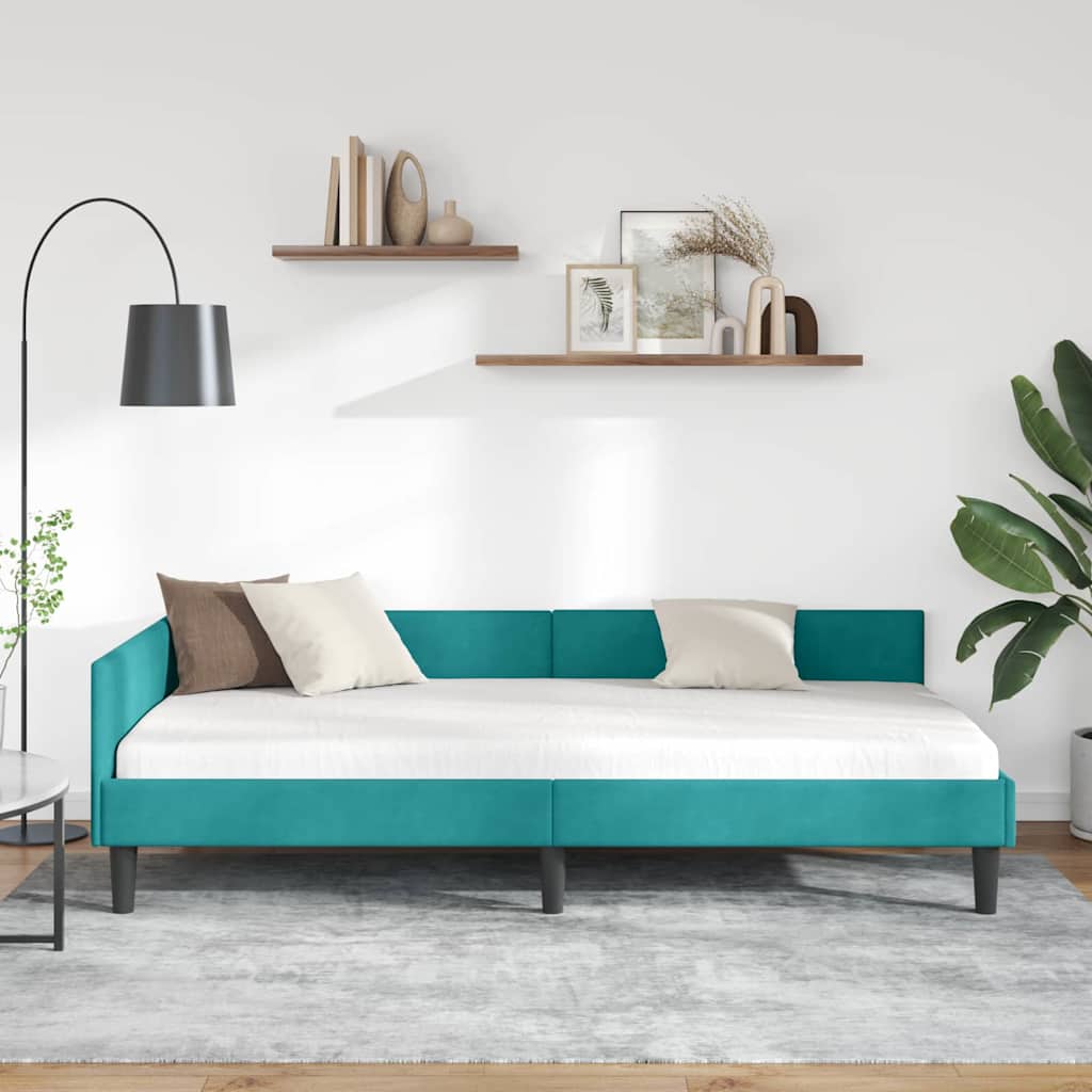 Cadre de lit d'angle avec tête de lit Turquoise 100 x 200 cm - XIOS