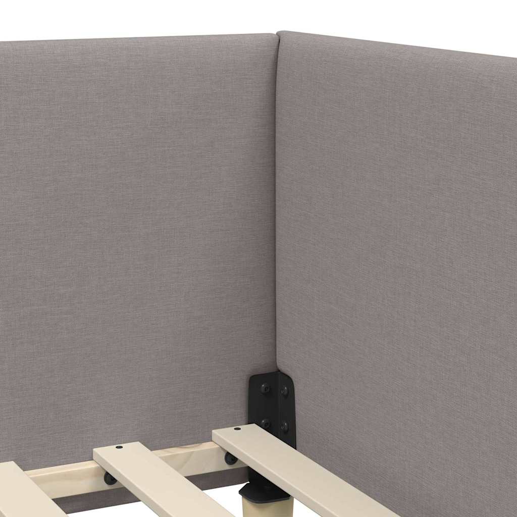 Cadre de lit d'angle Taupe 80 cm x 200 cm Tissu et Contreplaqué - XIOS