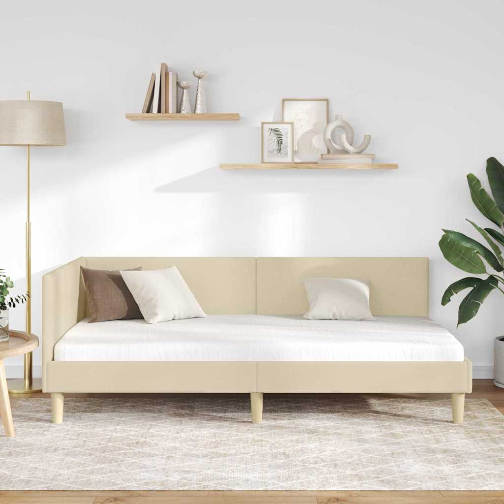 Cadre de lit d'angle Autre avec tête de lit Crème 80 x 200 cm - XIOS