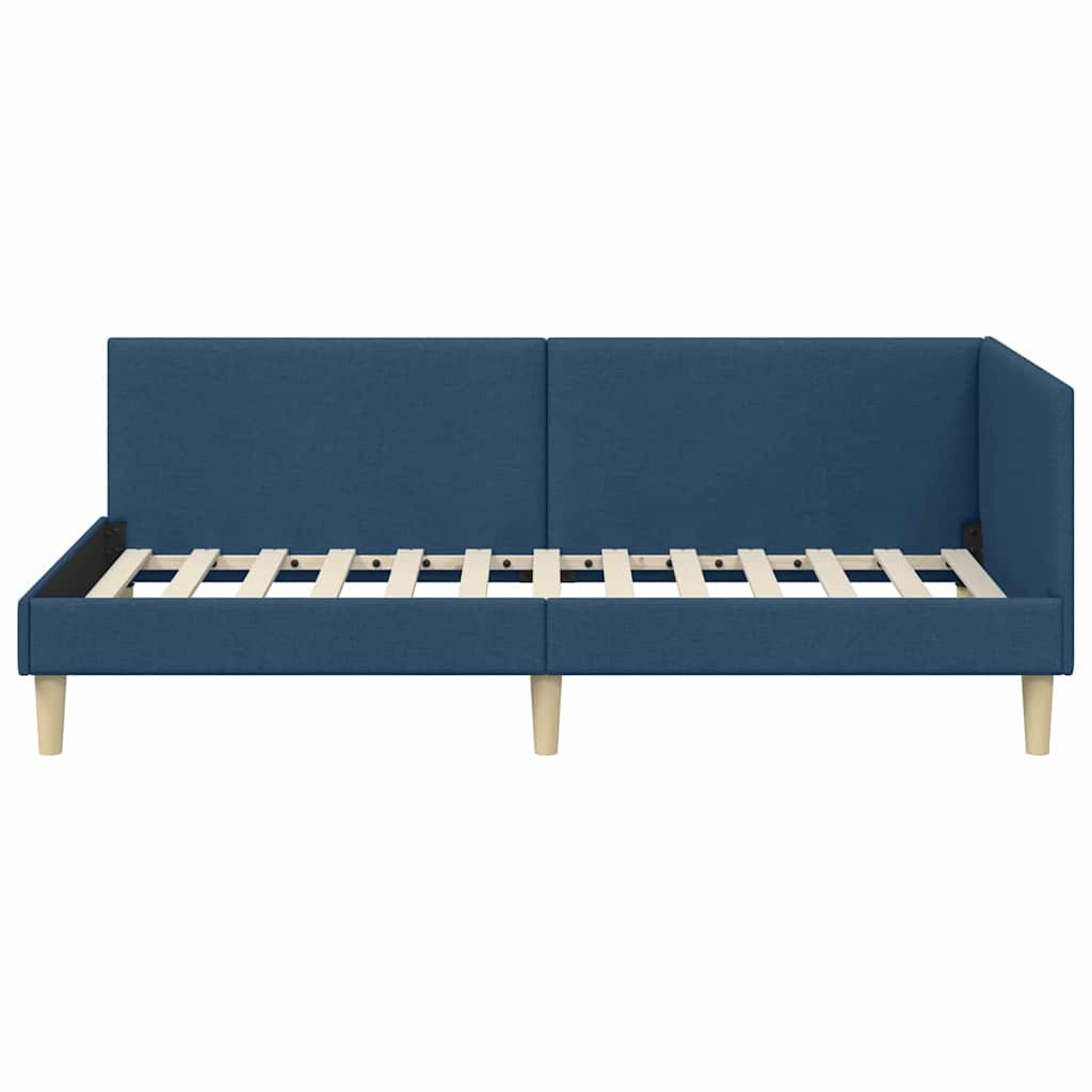 Cadre de lit d'angle Bleu 80 x 200 cm Tissu et bois reconstitué - XIOS
