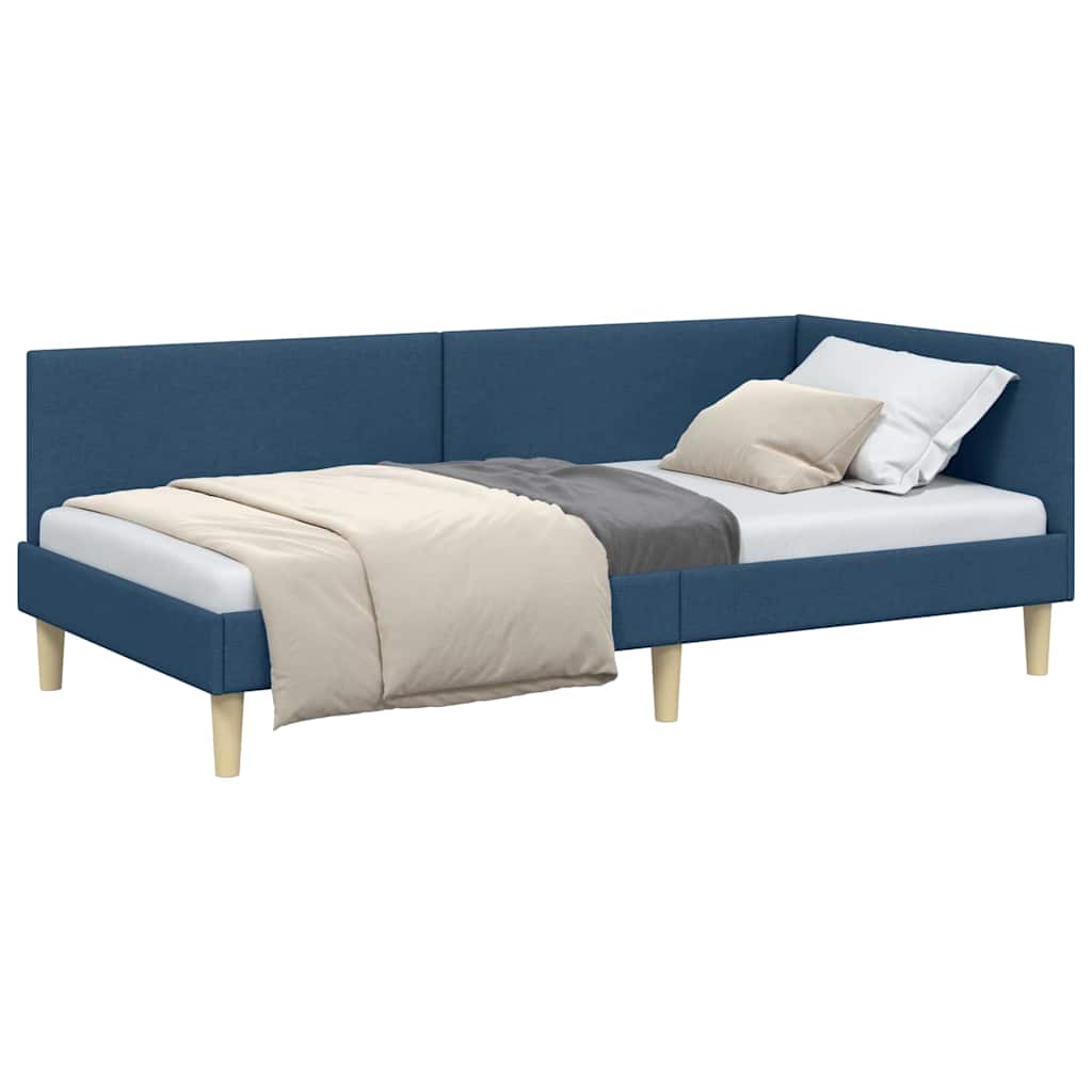 Cadre de lit d'angle Bleu 80 x 200 cm Tissu et bois reconstitué - XIOS