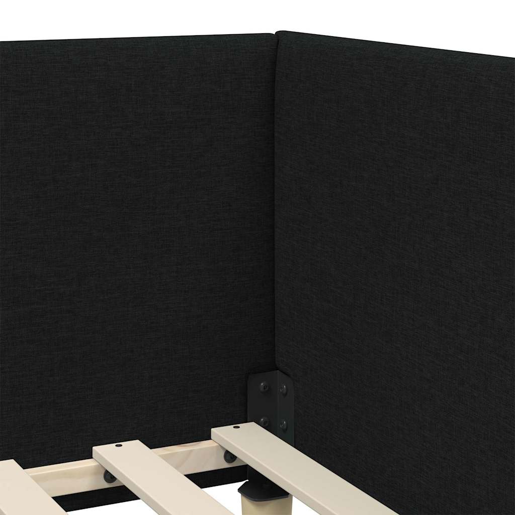 Cadre de lit d'angle Noir 90 x 200 cm Tissu et bois reconstitué - XIOS