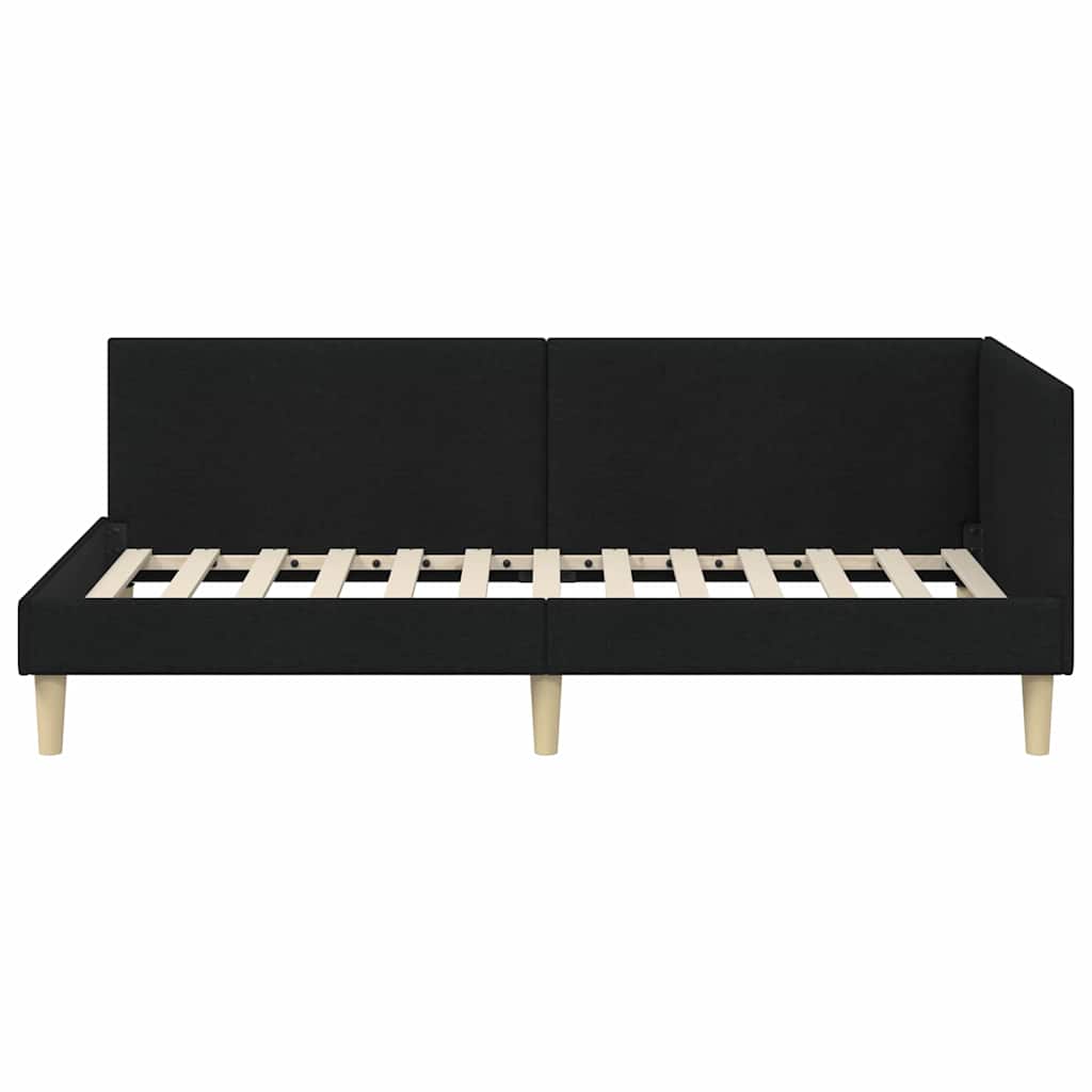 Cadre de lit d'angle Noir 90 x 200 cm Tissu et bois reconstitué - XIOS