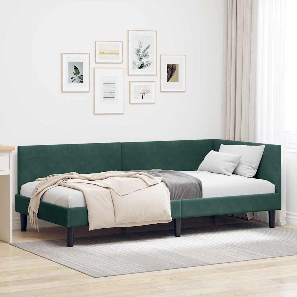 Cadre de lit d'angle Autre Vert foncé 90 x 190 cm - XIOS