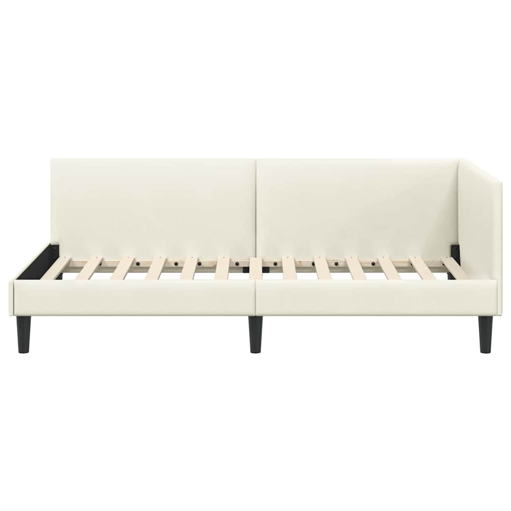 Cadre de lit d'angle Autre avec tête de lit Crème 90 x 190 cm - XIOS