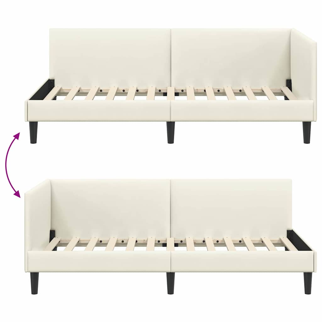 Cadre de lit d'angle Autre avec tête de lit Crème 90 x 190 cm - XIOS