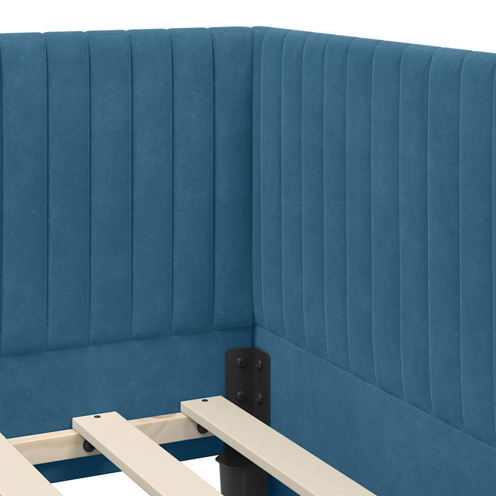 Cadre de lit d'angle avec tête de lit Bleu 80 x 200 cm Velours - XIOS