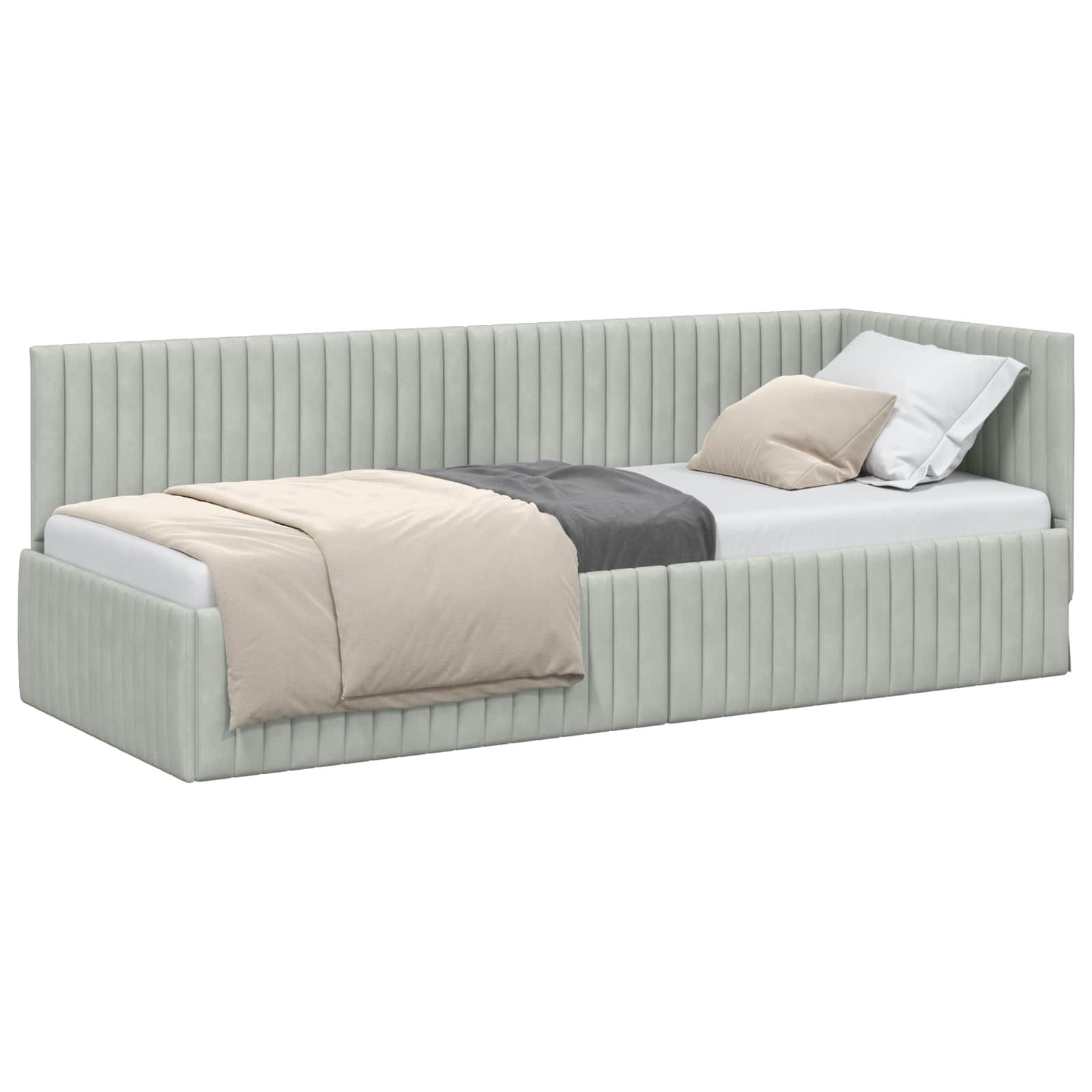 Cadre de lit d'angle Gris clair 80 cm x 200 cm Velours - XIOS