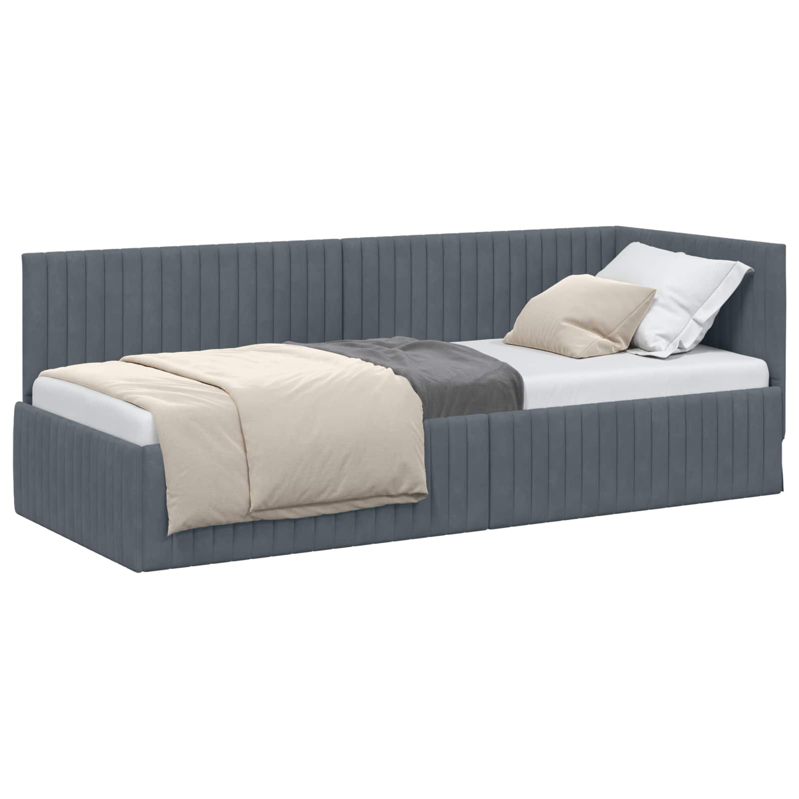 Cadre de lit d'angle Gris foncé 80 cm x 200 cm Velours - XIOS