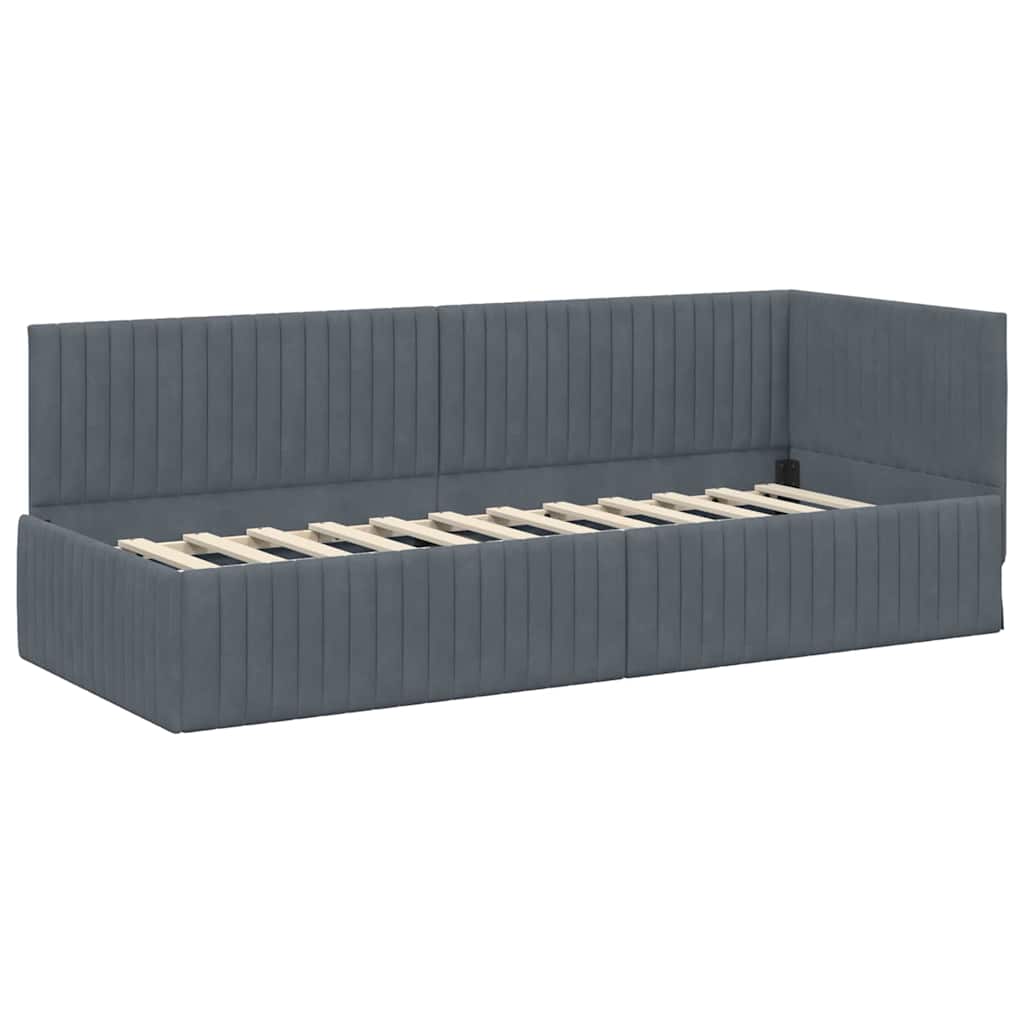 Cadre de lit d'angle Gris foncé 80 x 200 cm Velours - XIOS