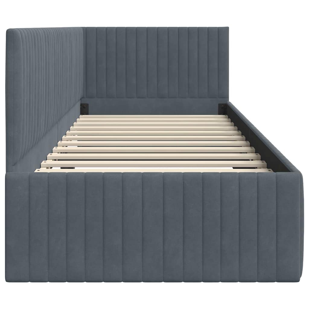 Cadre de lit d'angle Gris foncé 80 x 200 cm Velours - XIOS