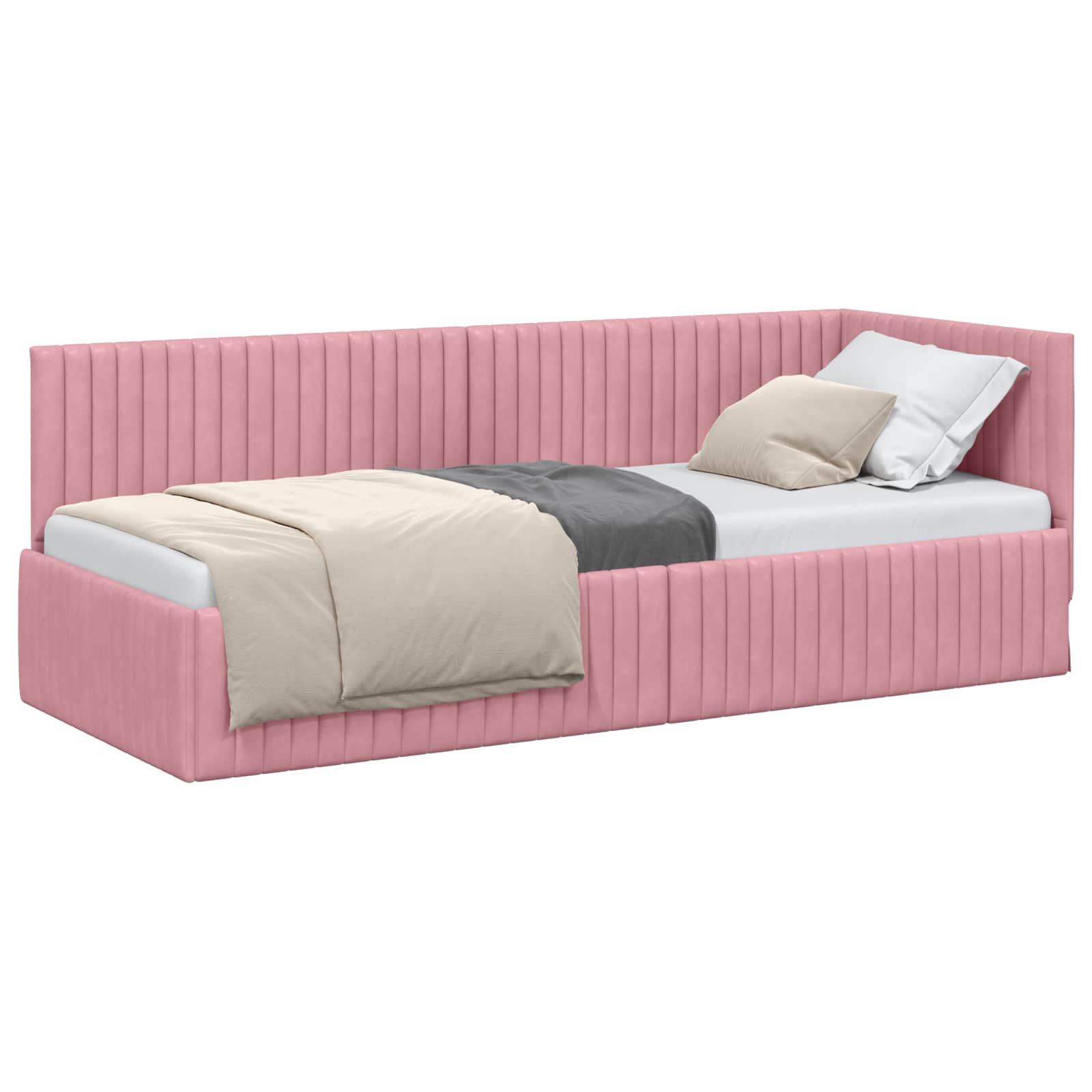 Cadre de lit d'angle Rose 80 cm x 200 cm Velours - XIOS