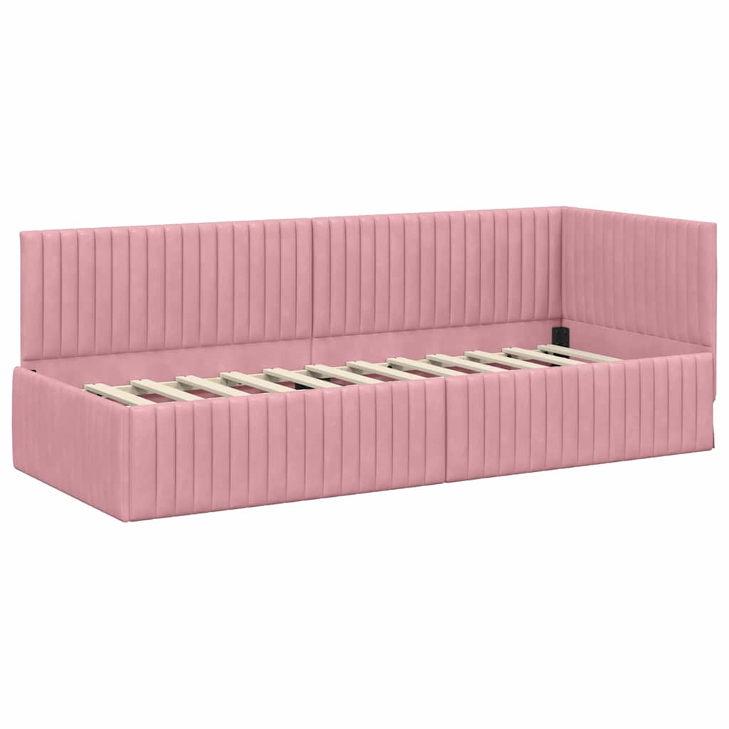Cadre de lit d'angle avec tête de lit Rose 80 x 200 cm Velours - XIOS