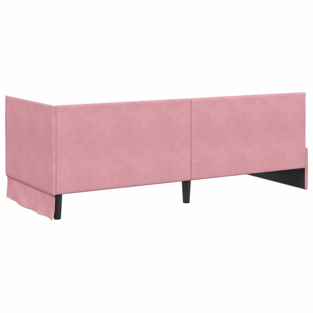 Cadre de lit d'angle avec tête de lit Rose 80 x 200 cm Velours - XIOS