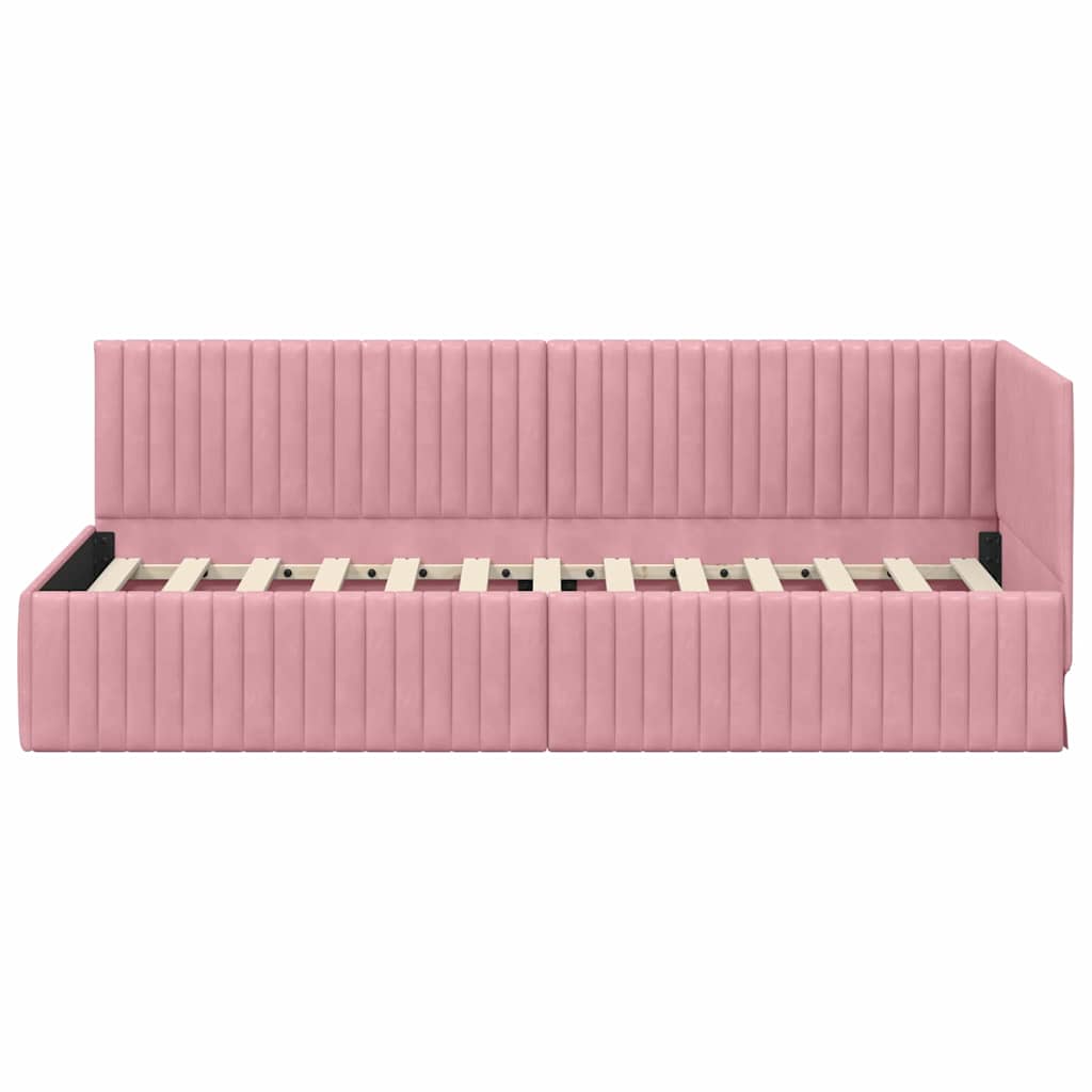 Cadre de lit d'angle avec tête de lit Rose 80 x 200 cm Velours - XIOS