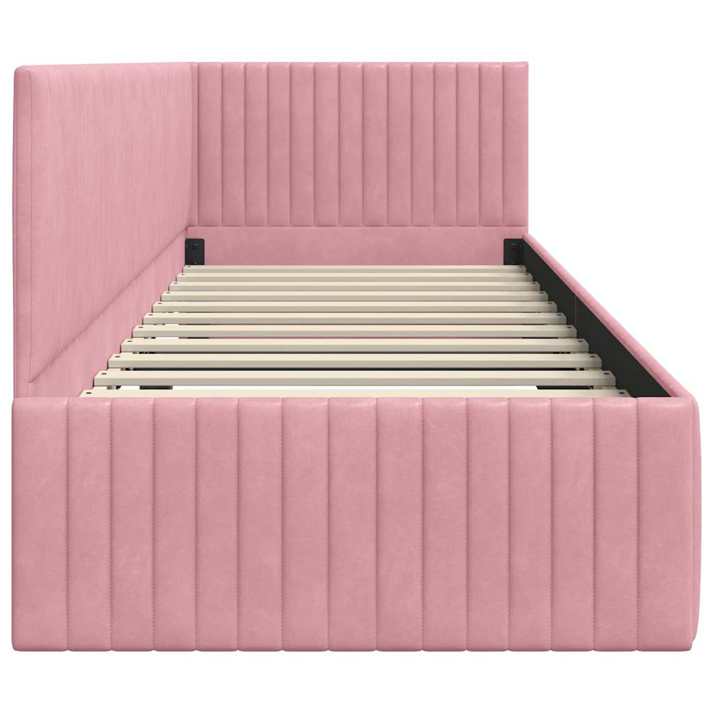 Cadre de lit d'angle avec tête de lit Rose 80 x 200 cm Velours - XIOS