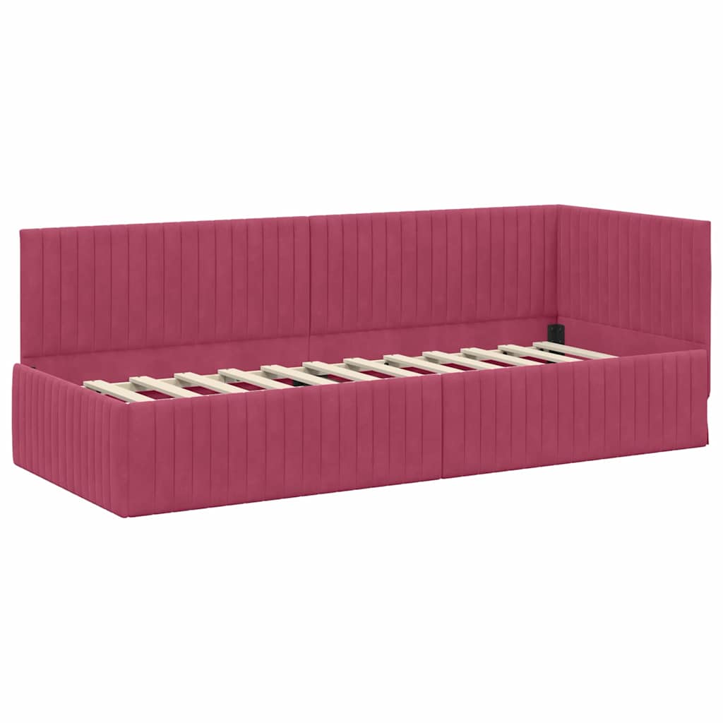 Cadre de lit d'angle Rouge bordeaux 80 x 200 cm Velours - XIOS