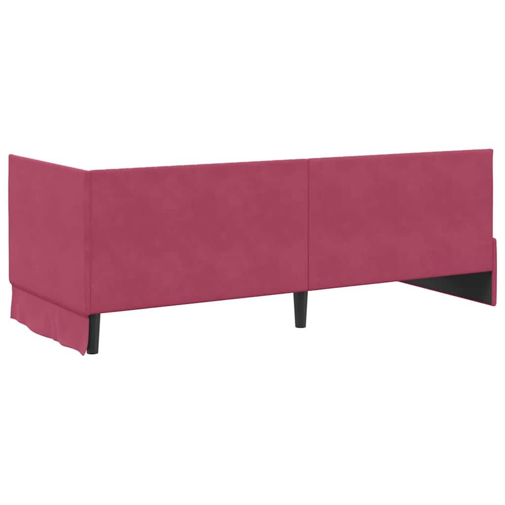 Cadre de lit d'angle Rouge bordeaux 80 x 200 cm Velours - XIOS