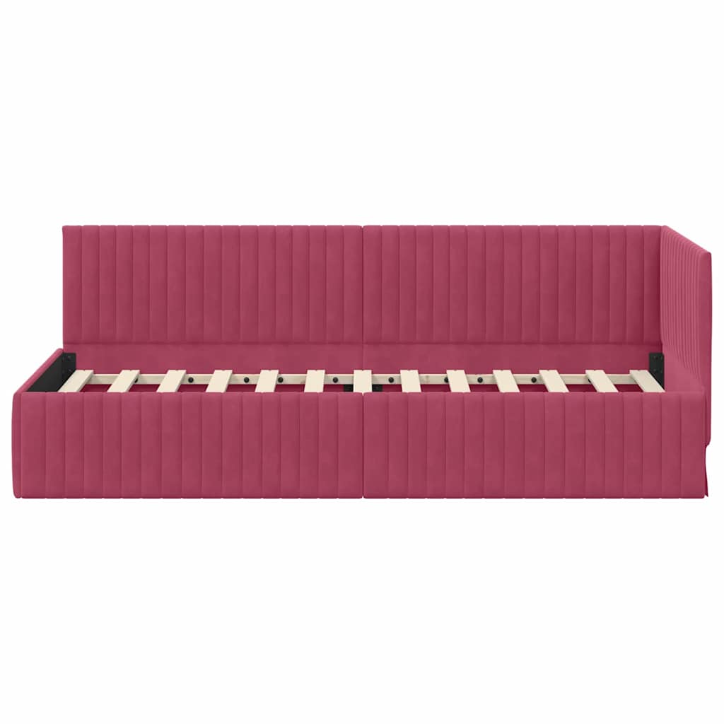 Cadre de lit d'angle Rouge bordeaux 80 x 200 cm Velours - XIOS