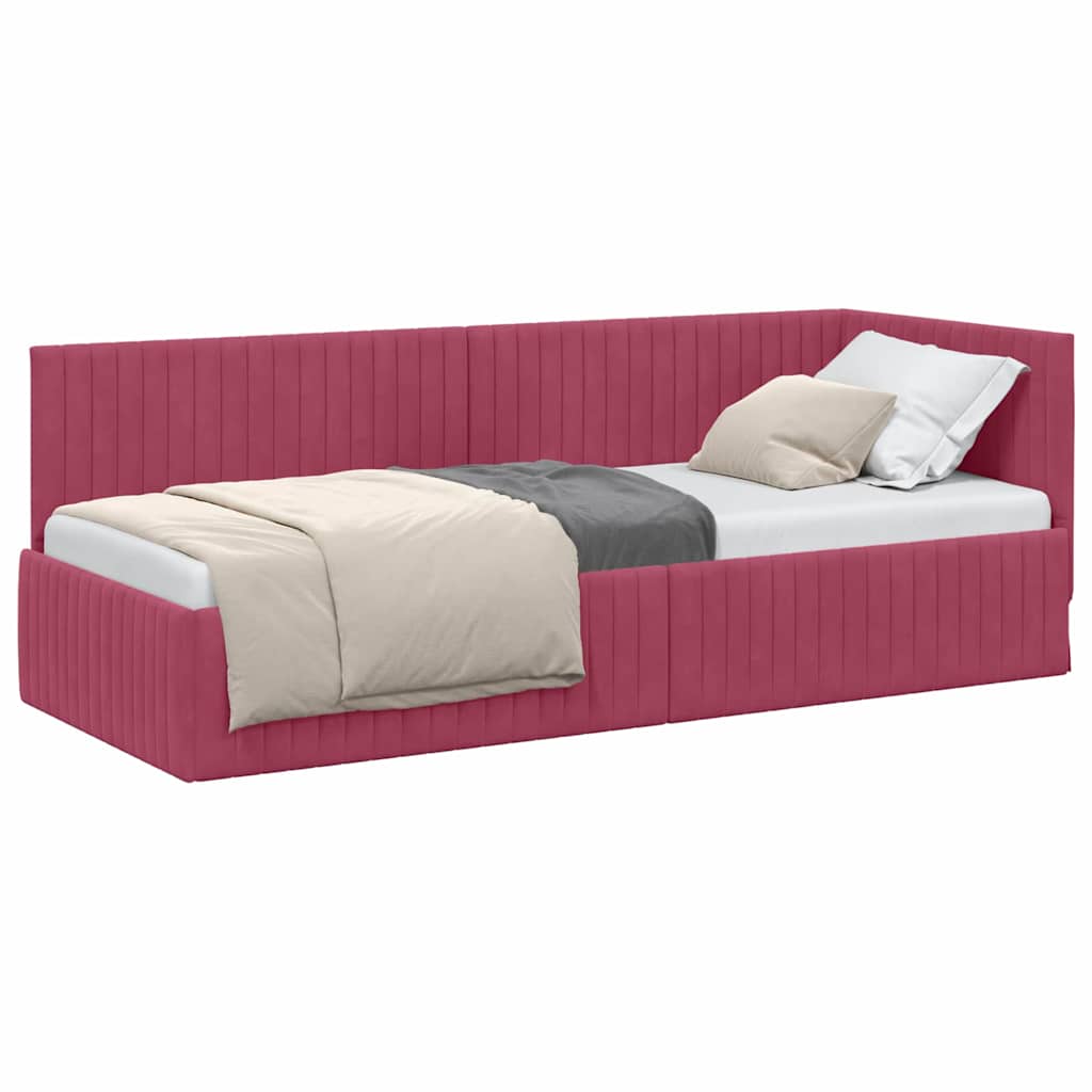 Cadre de lit d'angle Rouge bordeaux 80 x 200 cm Velours - XIOS