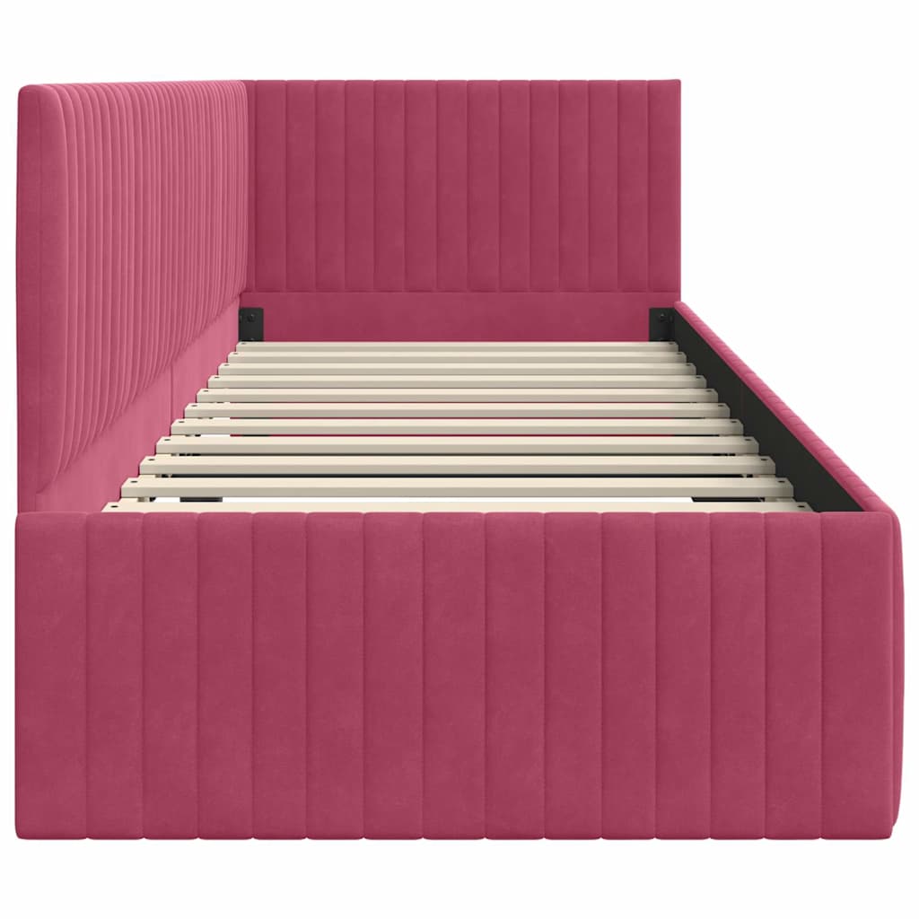 Cadre de lit d'angle Rouge bordeaux 80 x 200 cm Velours - XIOS