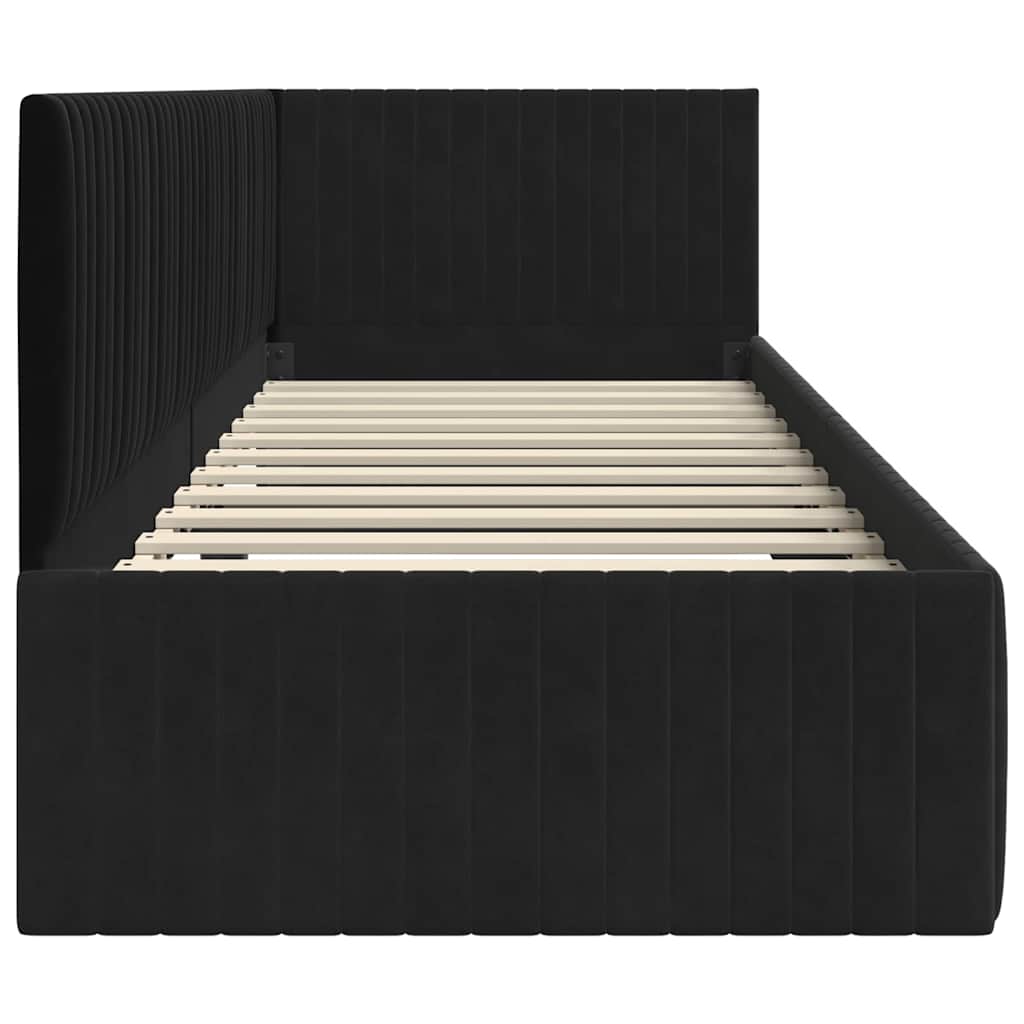 Cadre de lit d'angle avec tête de lit Noir 80 x 200 cm Velours - XIOS