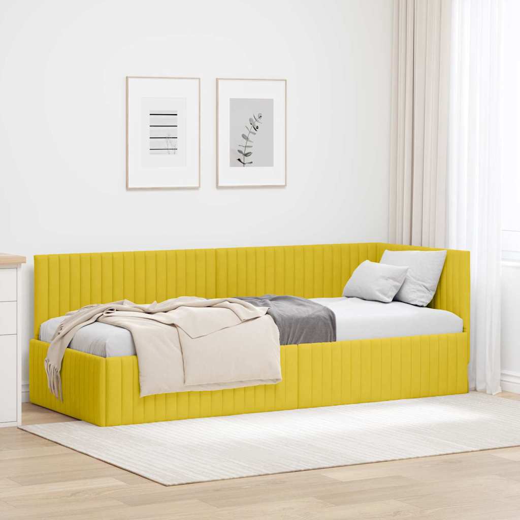 Cadre de lit d'angle avec tête de lit Jaune 80 x 200 cm Velours - XIOS