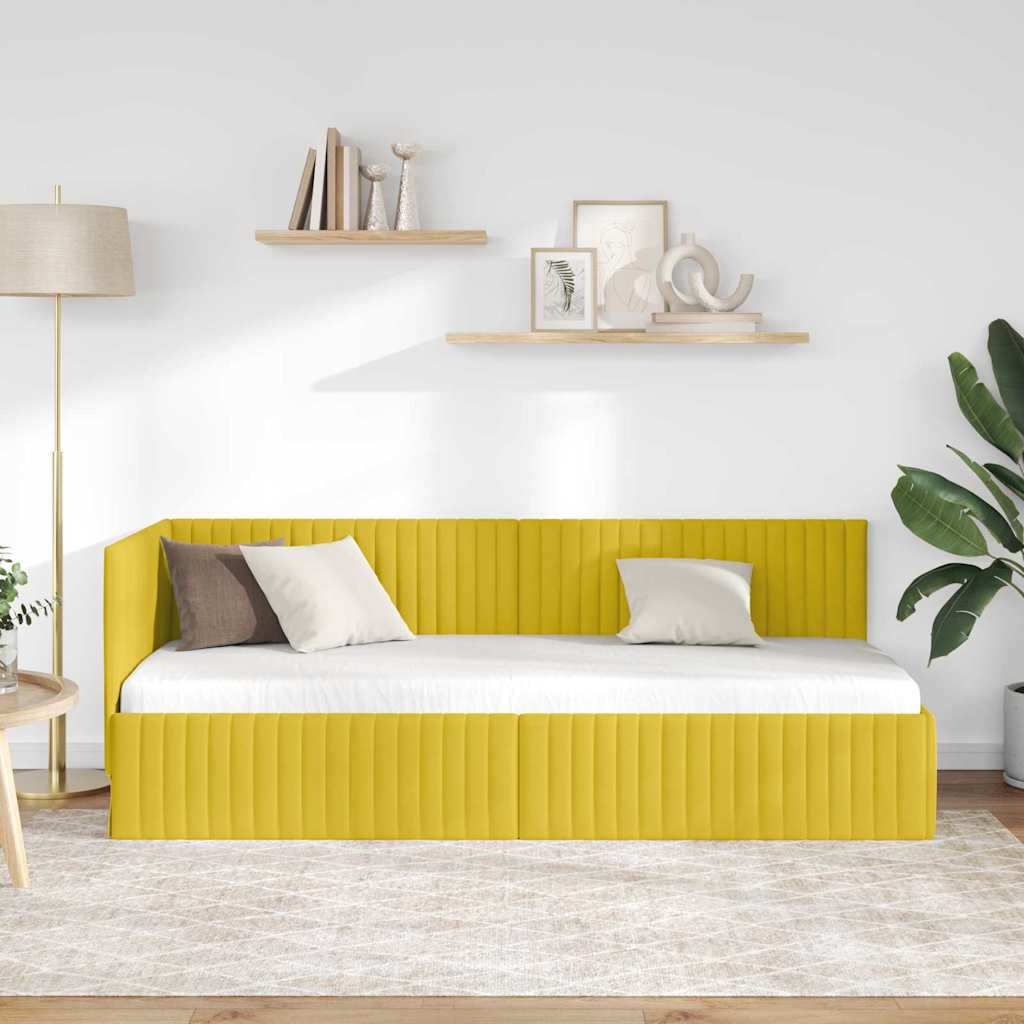 Cadre de lit d'angle avec tête de lit Jaune 80 x 200 cm Velours - XIOS