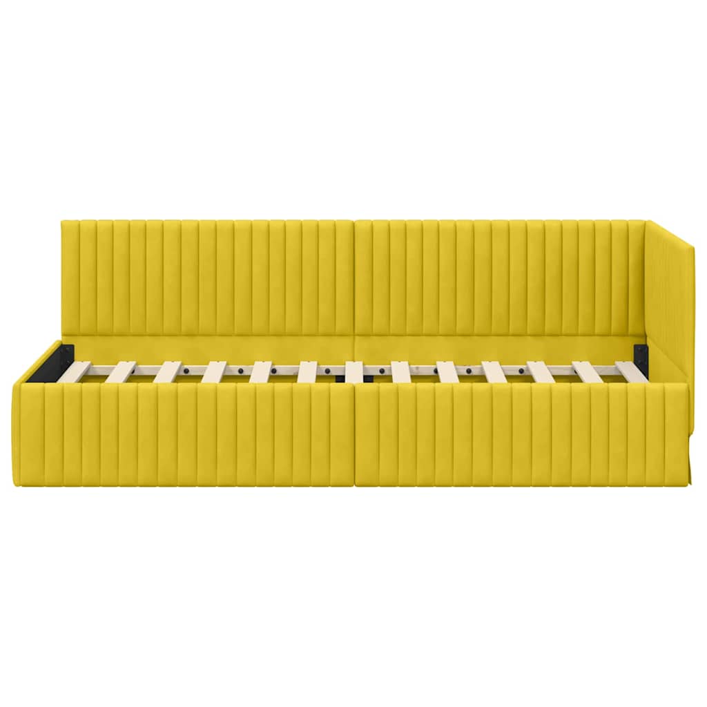 Cadre de lit d'angle avec tête de lit Jaune 80 x 200 cm Velours - XIOS