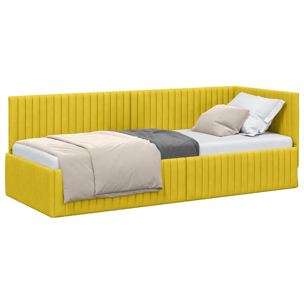 Cadre de lit d'angle avec tête de lit Jaune 80 x 200 cm Velours - XIOS