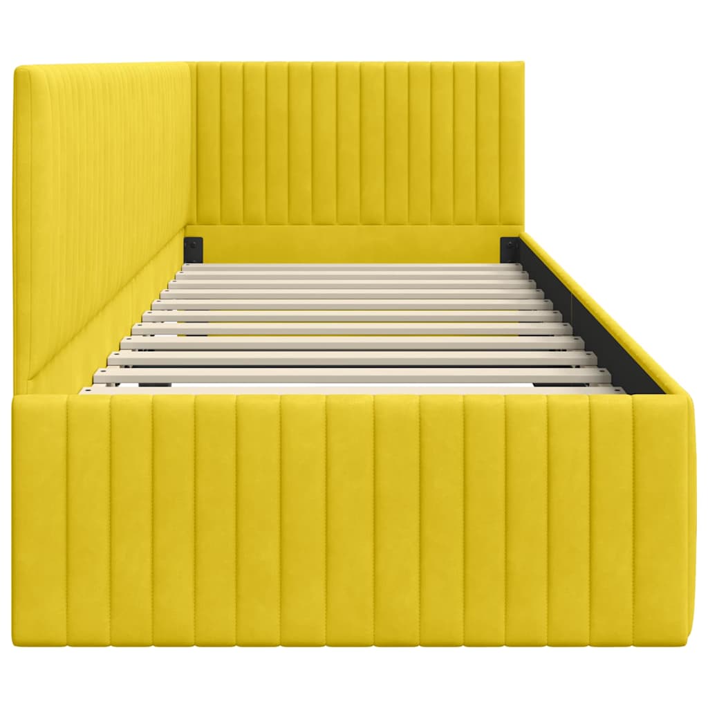 Cadre de lit d'angle avec tête de lit Jaune 80 x 200 cm Velours - XIOS