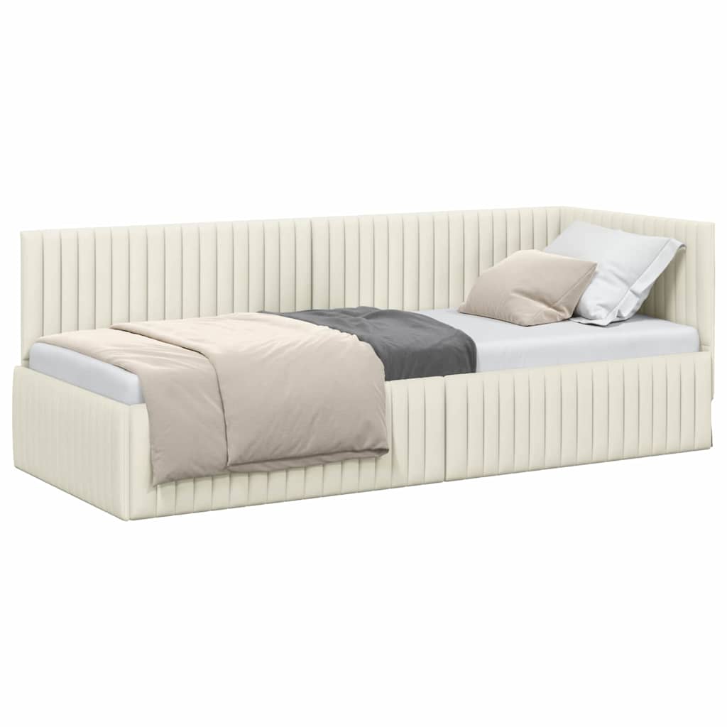 Cadre de lit d'angle avec tête de lit Crème 80 x 200 cm Velours - XIOS