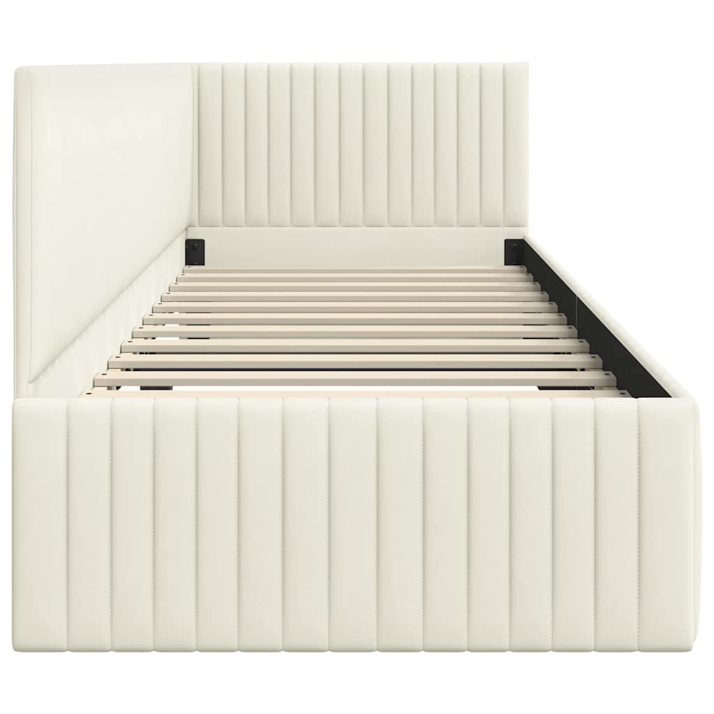 Cadre de lit d'angle avec tête de lit Crème 80 x 200 cm Velours - XIOS