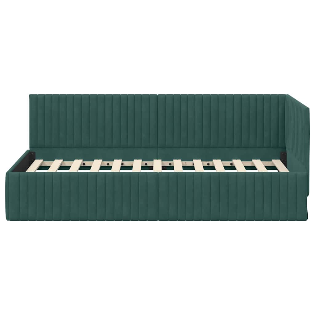 Cadre de lit d'angle Vert foncé 90 x 190 cm Velours - XIOS